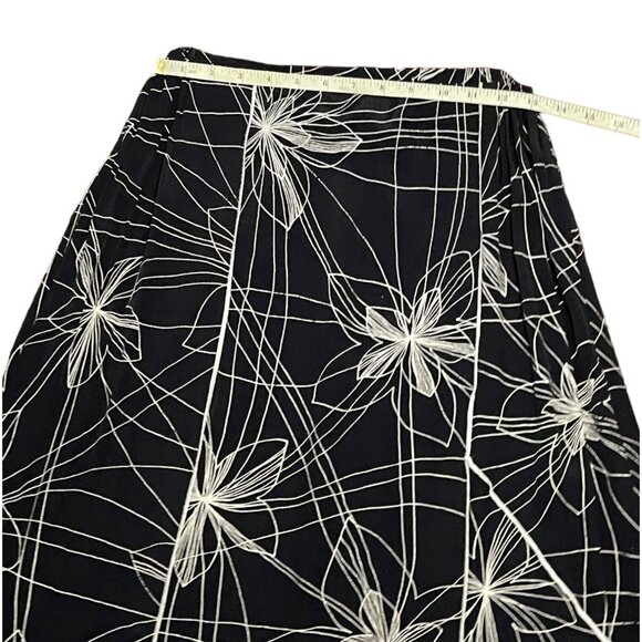 K.D. Spring Black & White Floral A-Line Midi Skirt With Elastic Waist Band Large - Picture 15 of 16